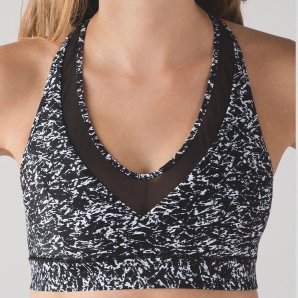 lululemon athletica Race With Me Bikini Top Black & White Mesh 4